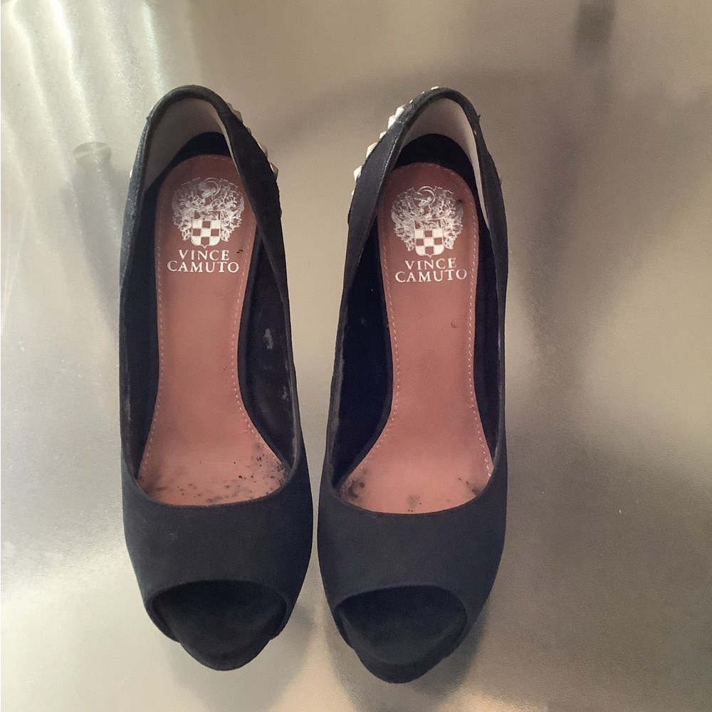 Vince Camuto Black Peep-Toe Heels